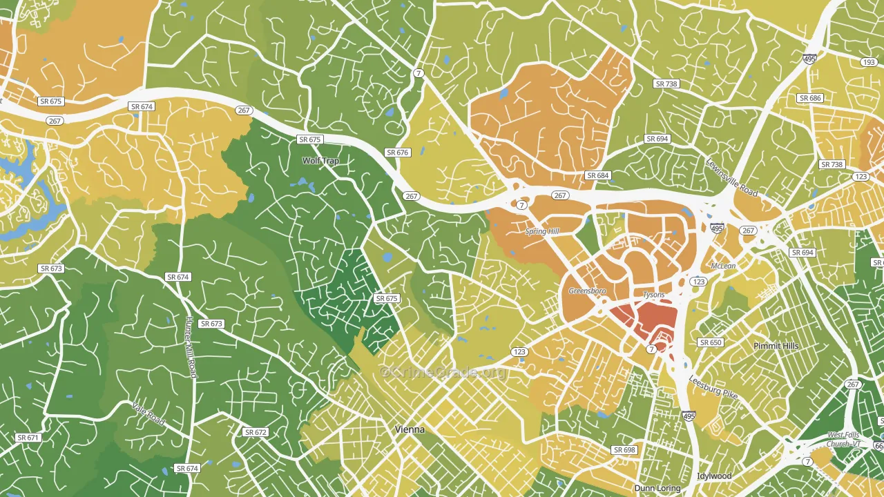 22182, VA Map of Vehicle Theft Rates