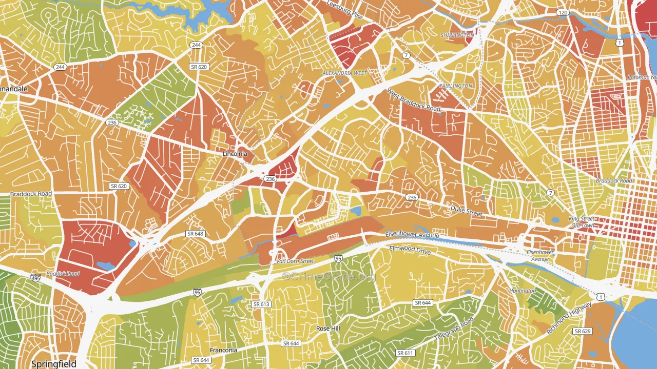 22304, VA Map of Vehicle Theft Rates