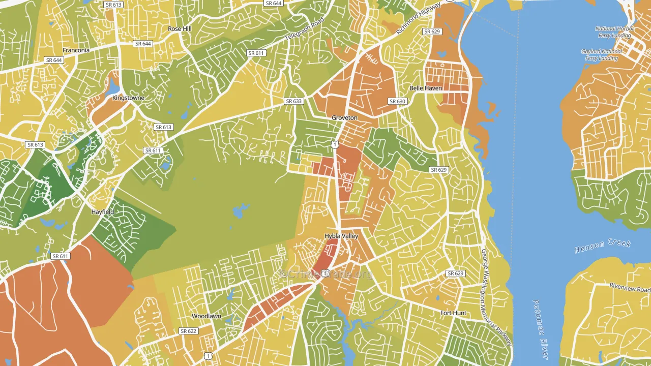 22306, VA Map of Vehicle Theft Rates
