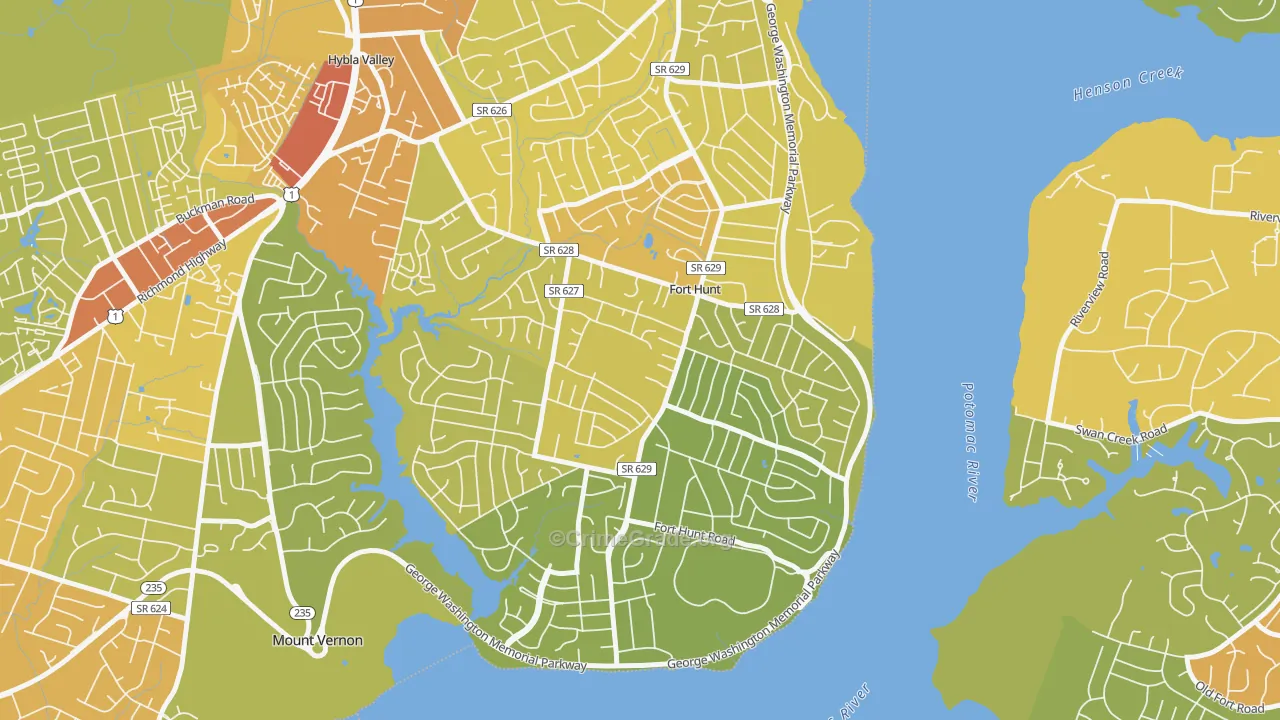 22308, VA Map of Vehicle Theft Rates