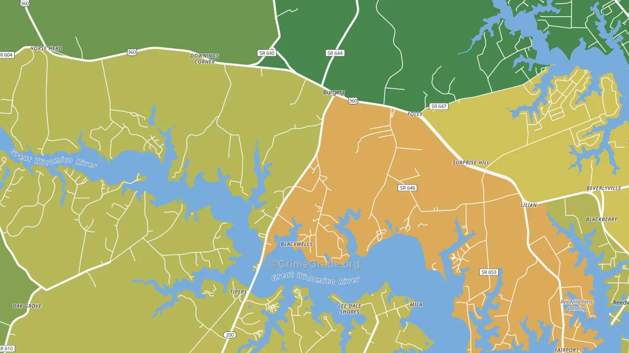 22432, VA Map of Vehicle Theft Rates