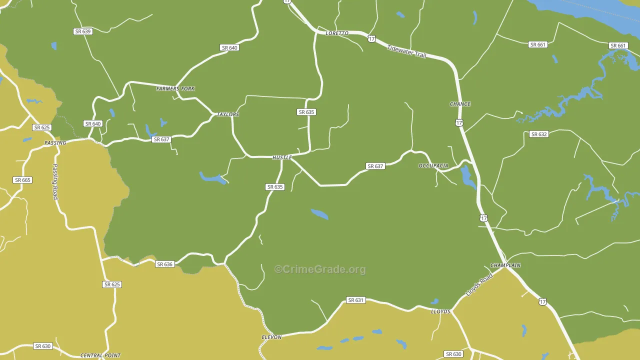22436, VA Map of Vehicle Theft Rates