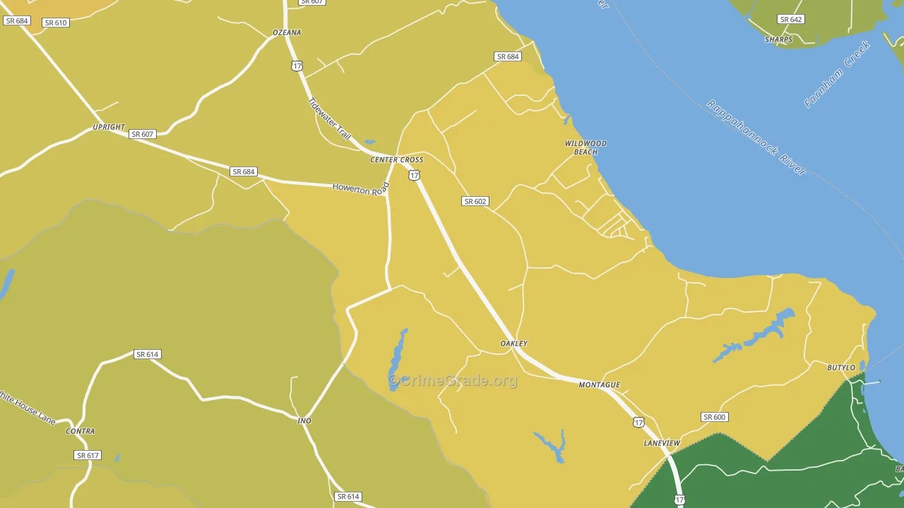 22437, VA Map of Vehicle Theft Rates