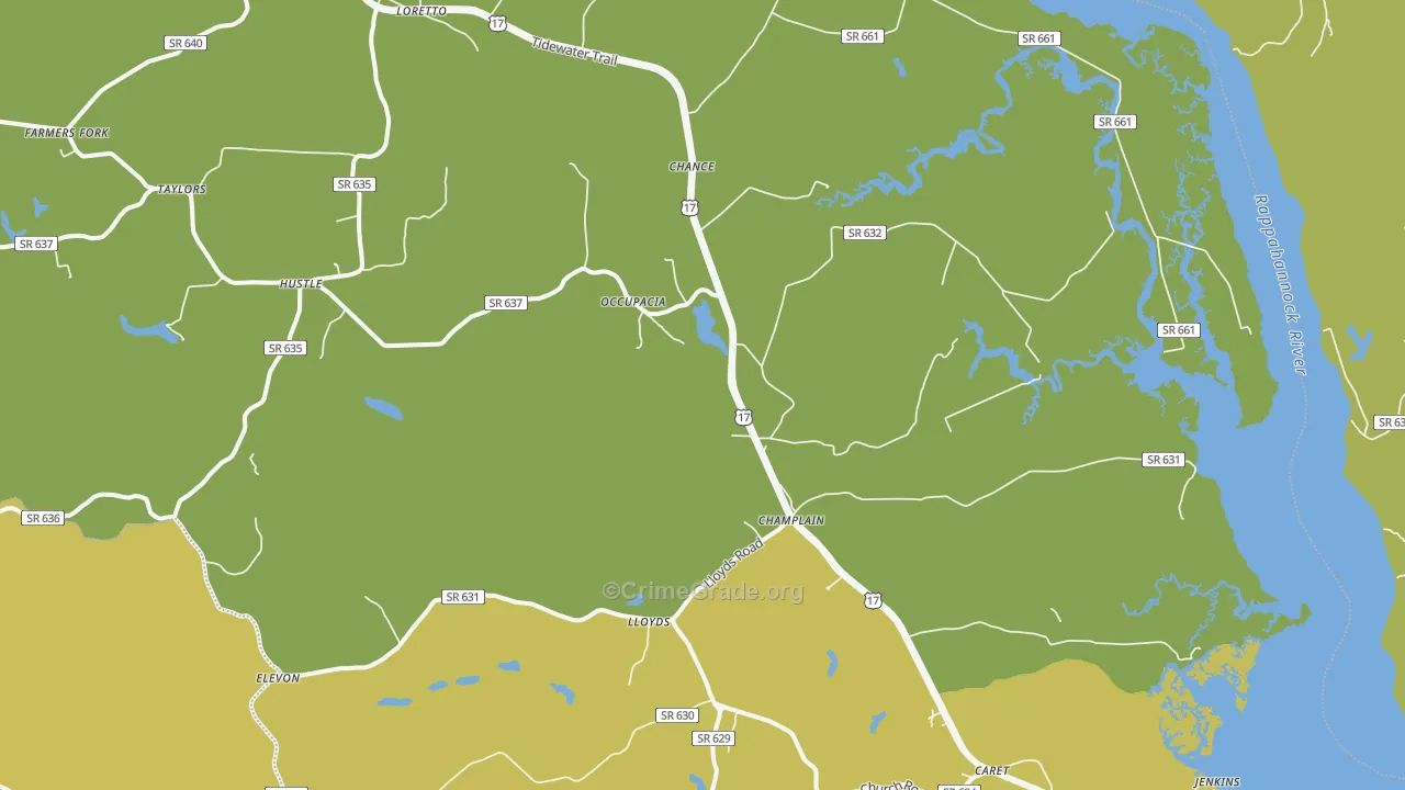 22438, VA Map of Vehicle Theft Rates
