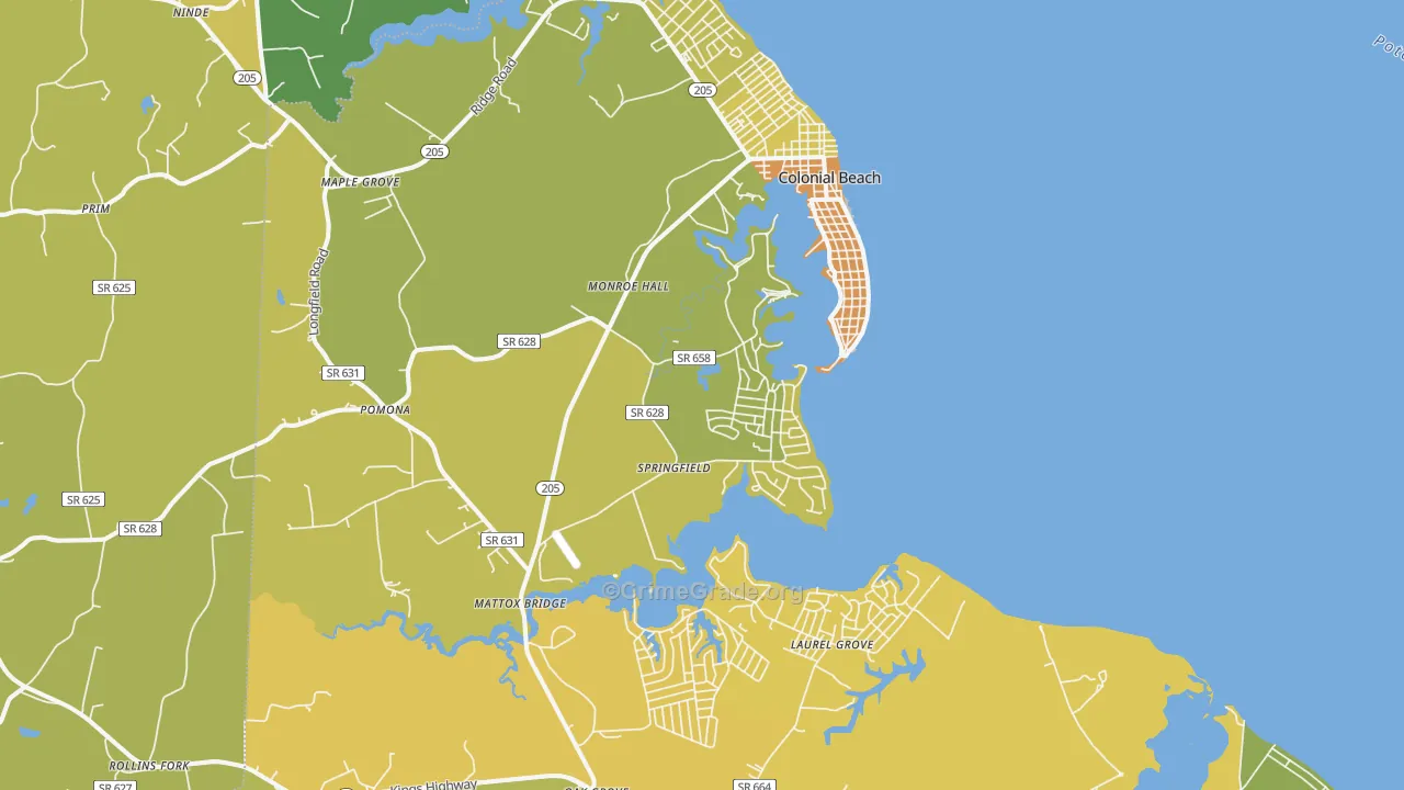 22443, VA Map of Vehicle Theft Rates