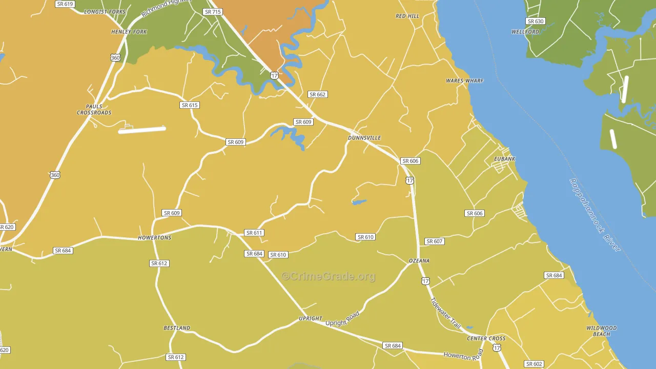 22454, VA Map of Vehicle Theft Rates