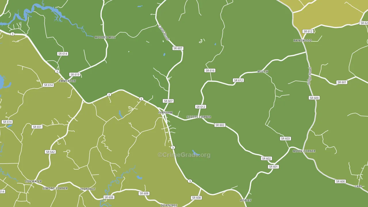 22460, VA Map of Vehicle Theft Rates