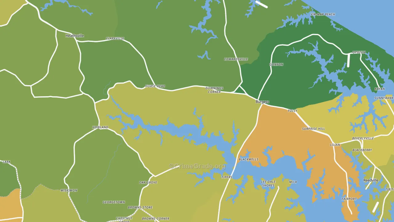22473, VA Map of Vehicle Theft Rates