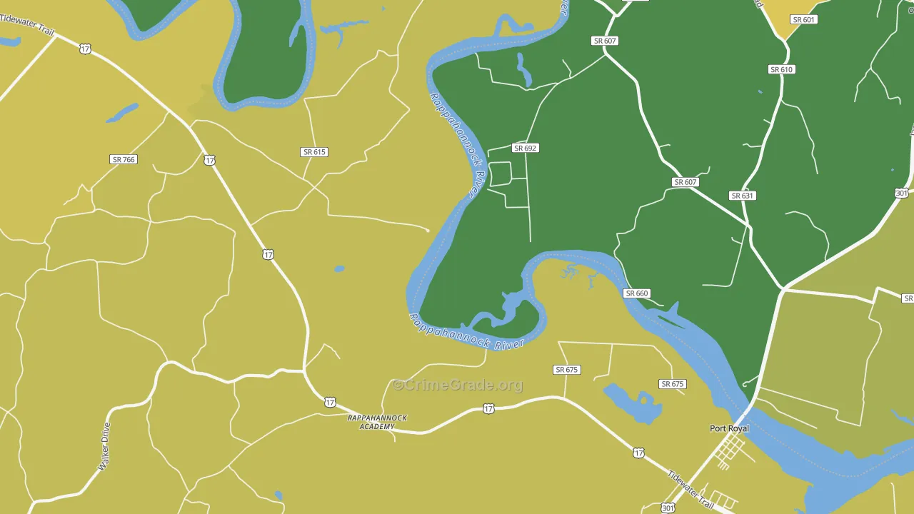 22538, VA Map of Vehicle Theft Rates