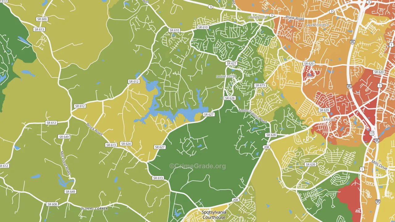 22553, VA Map of Vehicle Theft Rates