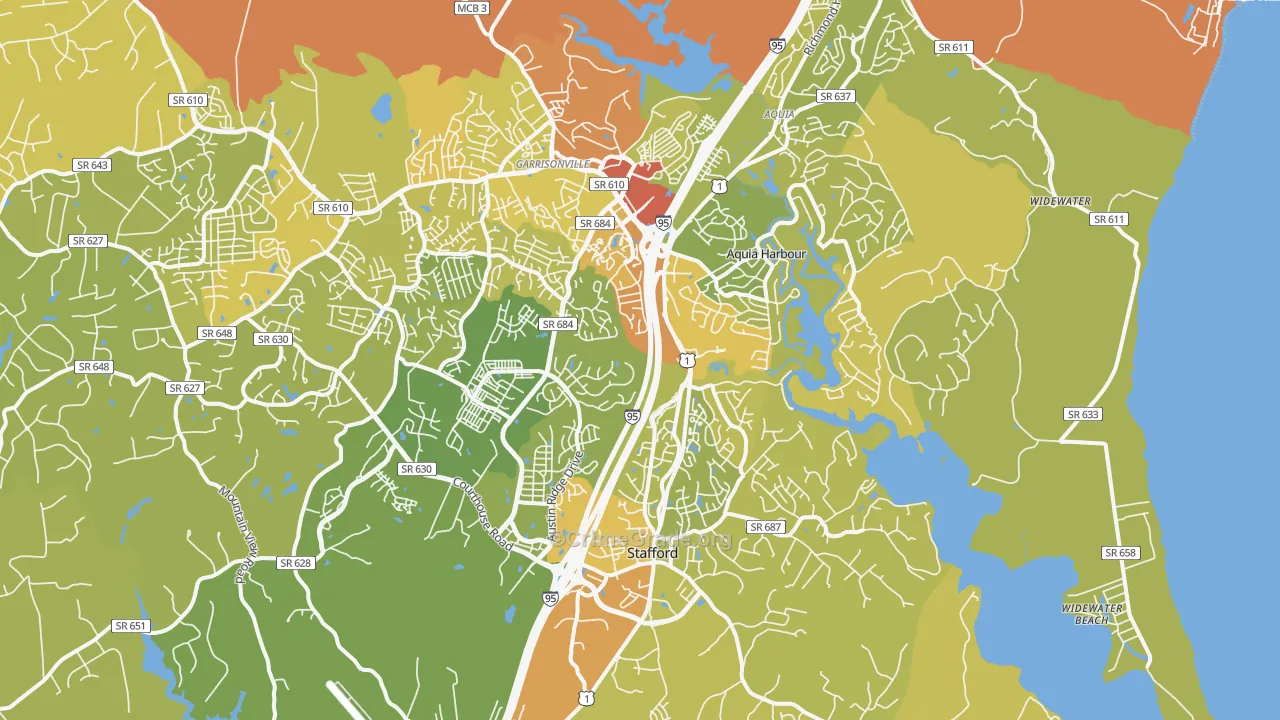 22554, VA Map of Vehicle Theft Rates