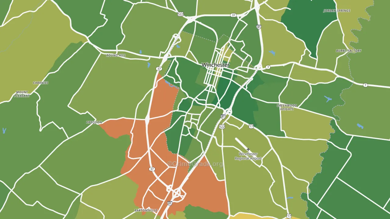 22602, VA Map of Vehicle Theft Rates