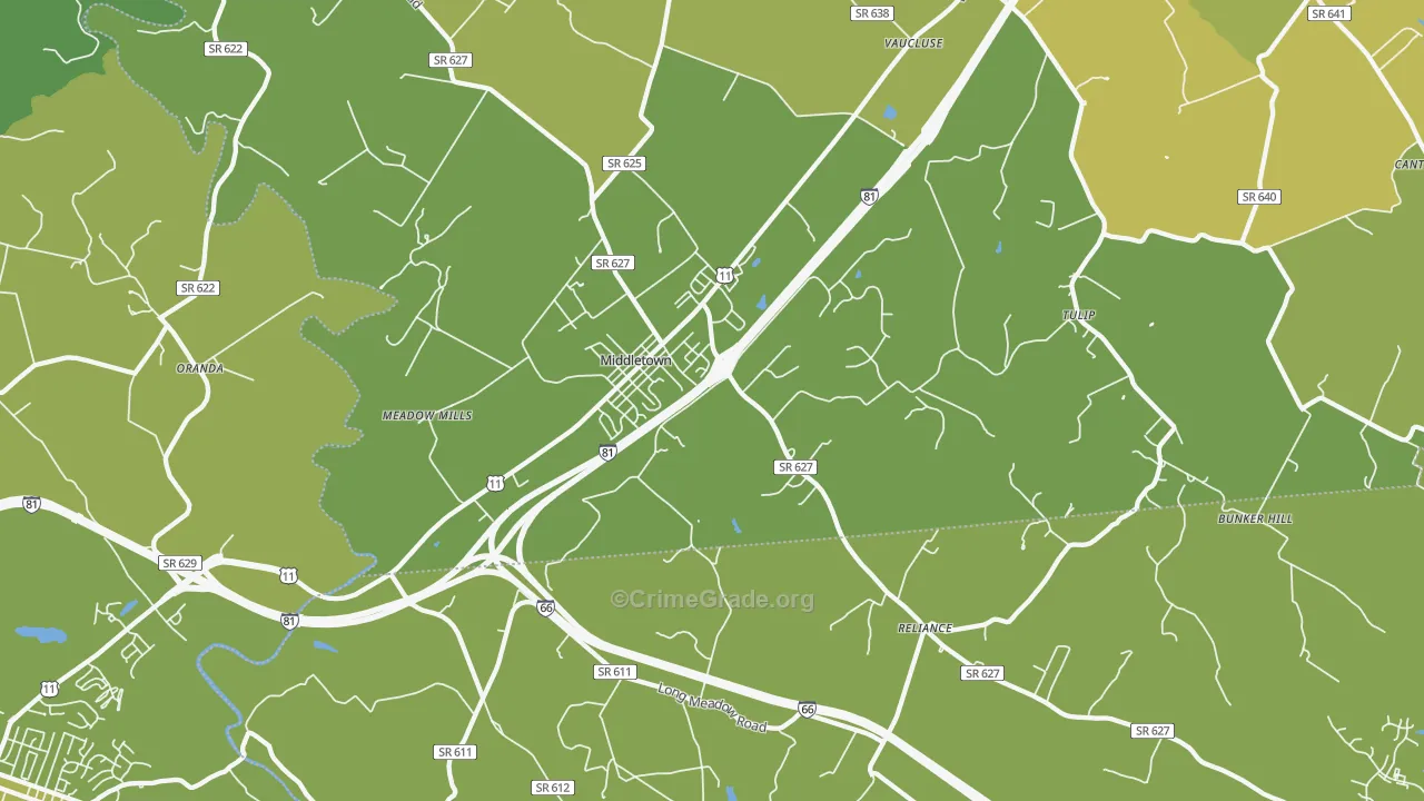 22645, VA Map of Vehicle Theft Rates