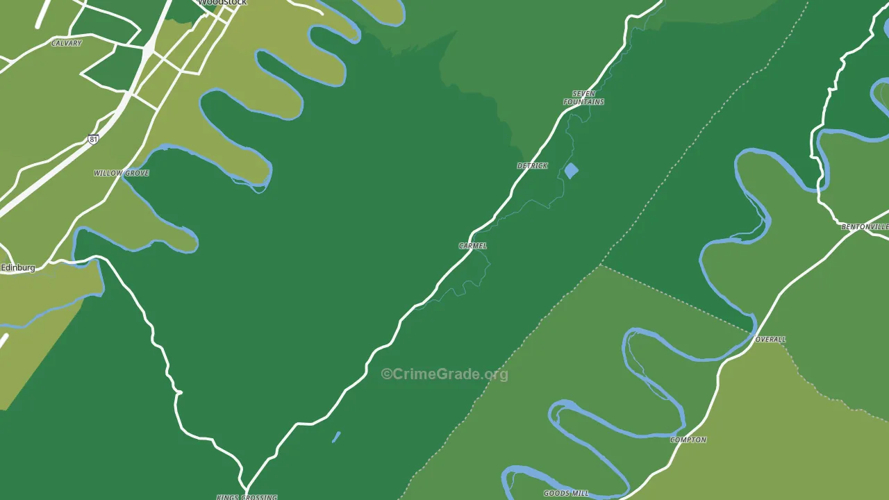 22652, VA Map of Vehicle Theft Rates