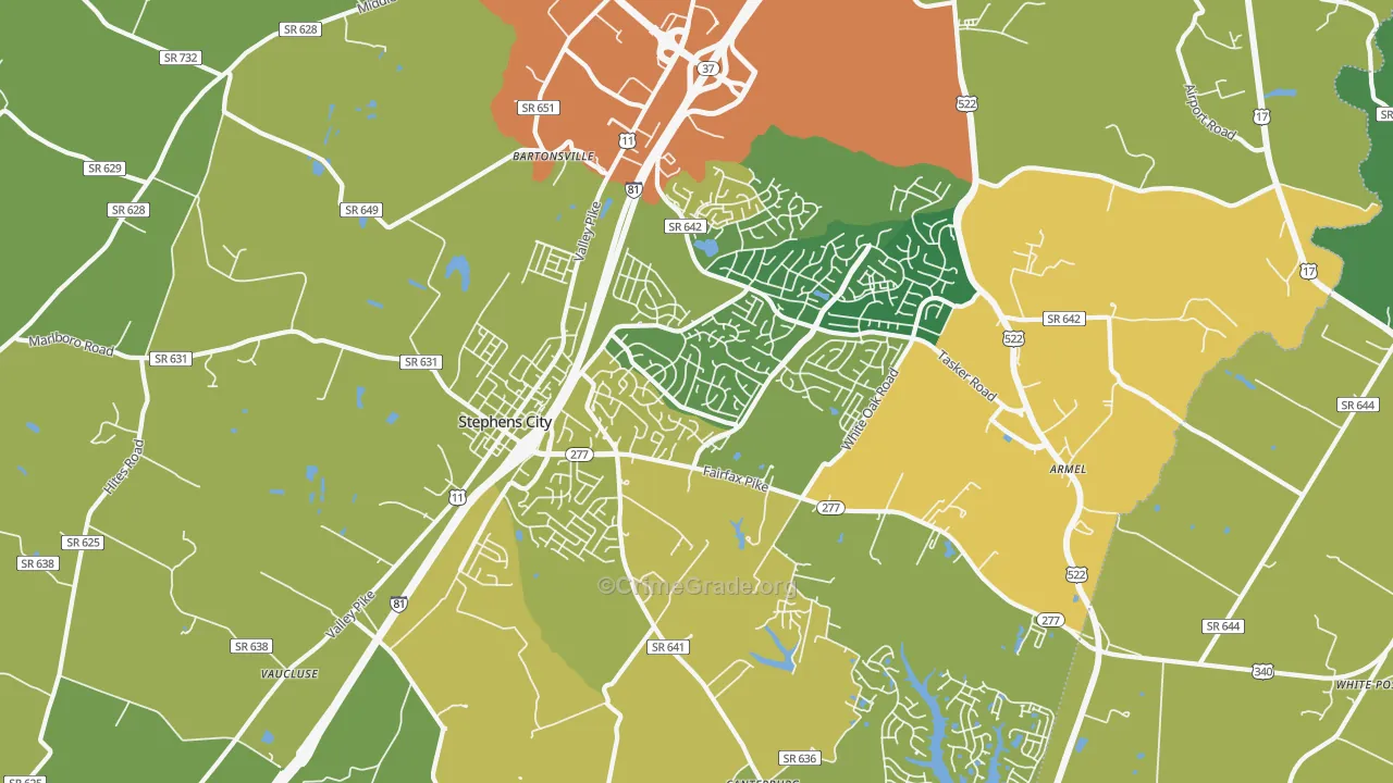 22655, VA Map of Vehicle Theft Rates