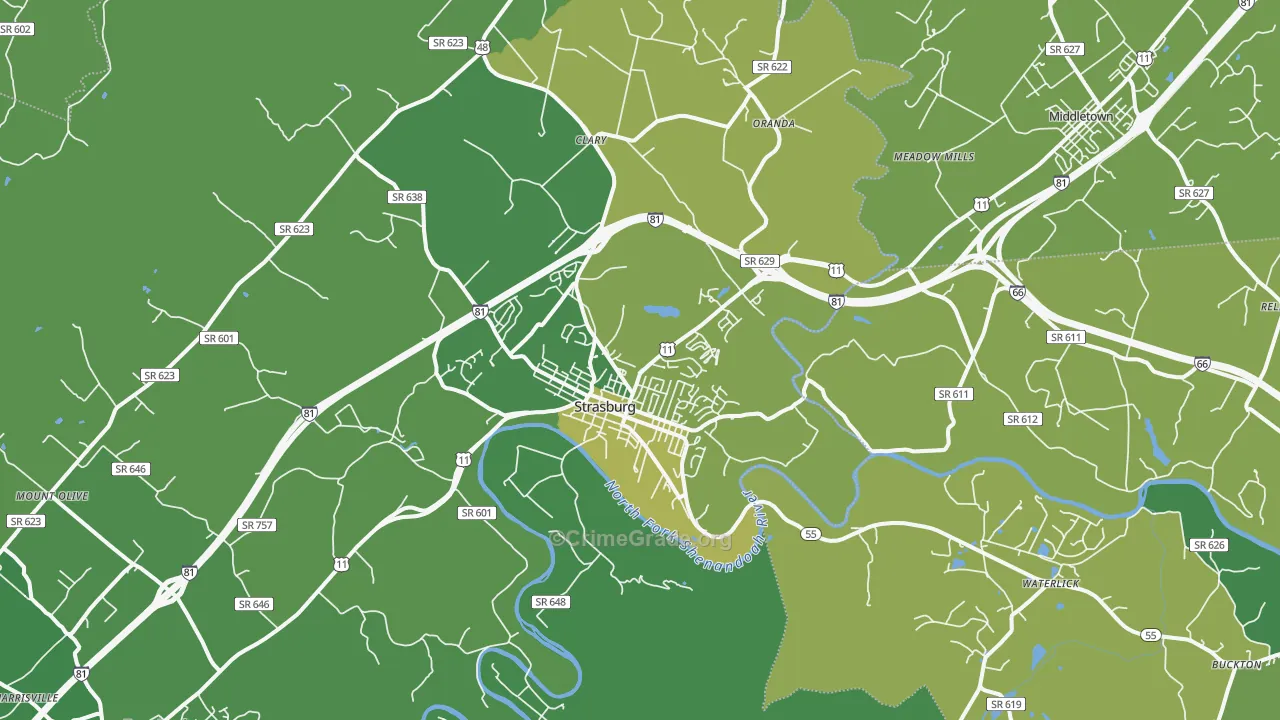 22657, VA Map of Vehicle Theft Rates