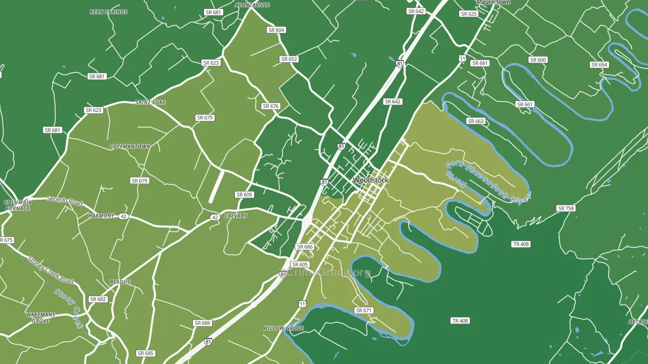 22664, VA Map of Vehicle Theft Rates