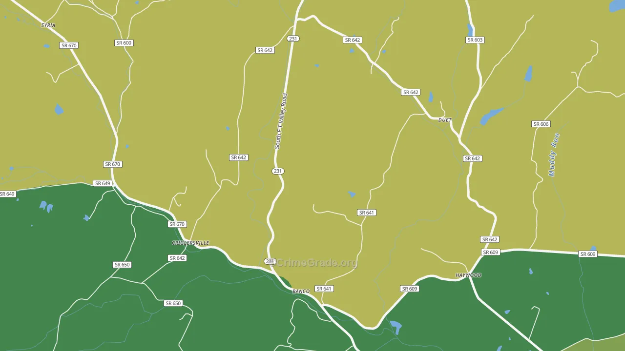 22711, VA Map of Vehicle Theft Rates