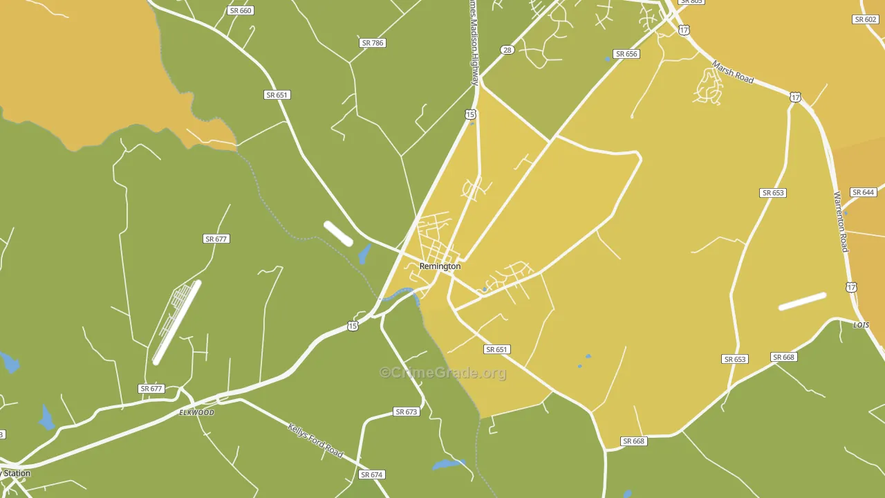 22734, VA Map of Vehicle Theft Rates
