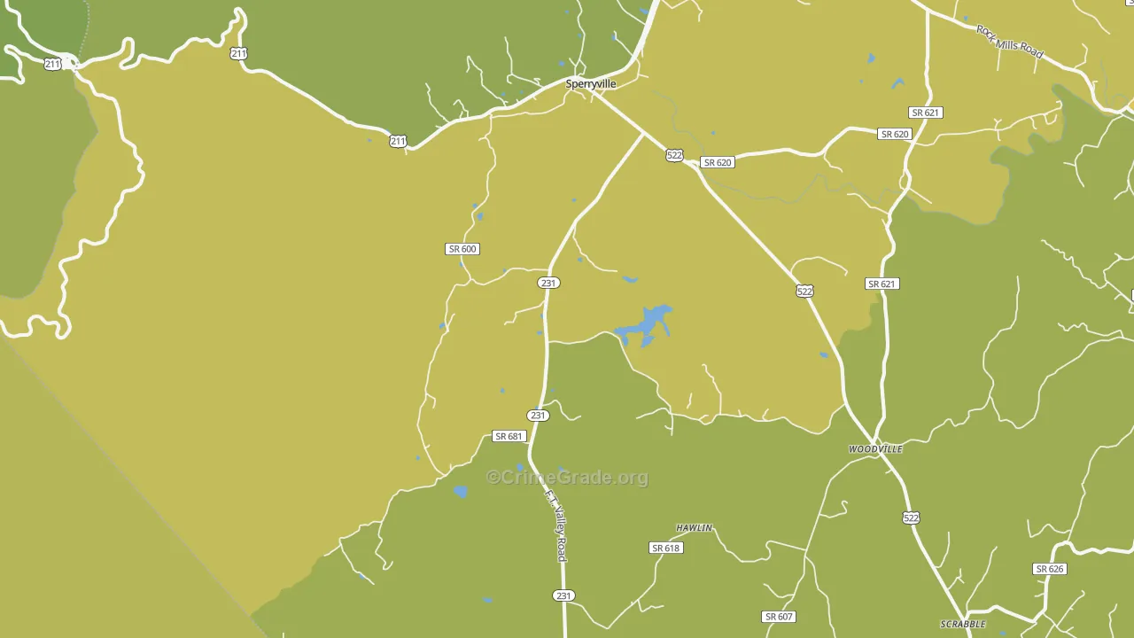 22740, VA Map of Vehicle Theft Rates