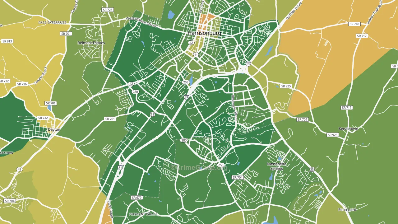 22801, VA Map of Vehicle Theft Rates