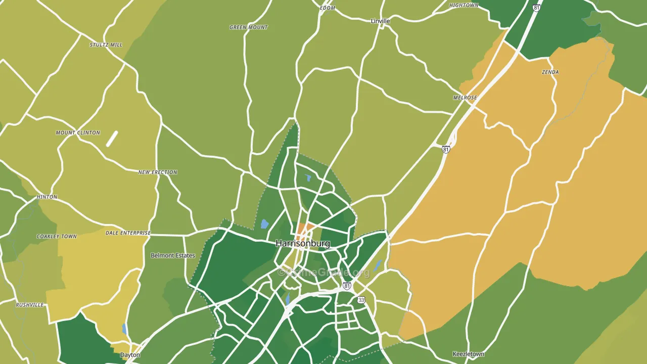 22802, VA Map of Vehicle Theft Rates