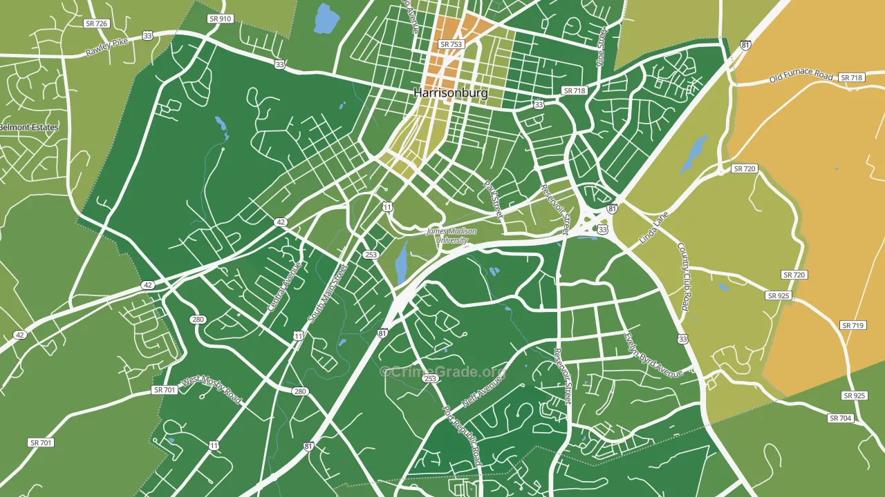 22807, VA Map of Vehicle Theft Rates
