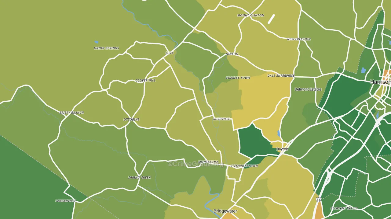 22821, VA Map of Vehicle Theft Rates