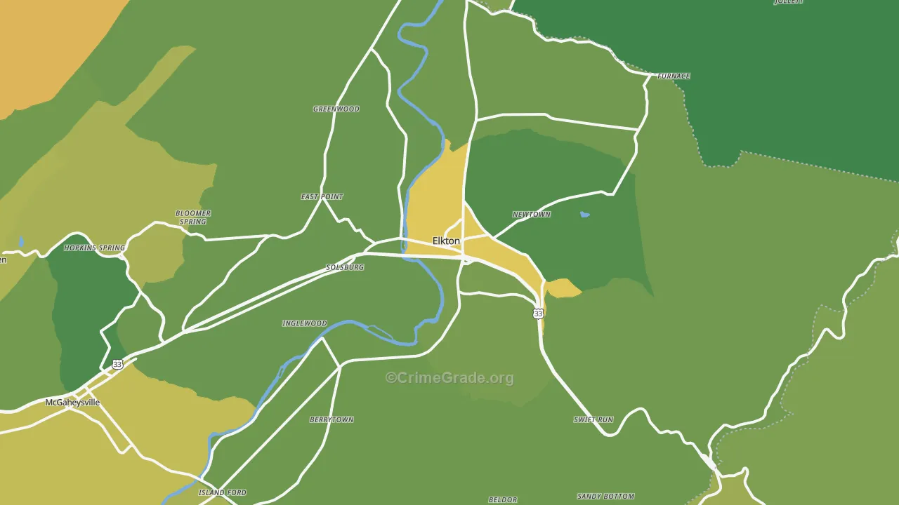 22827, VA Map of Vehicle Theft Rates