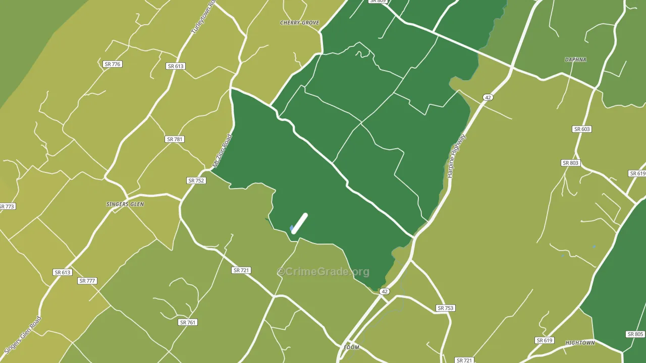 22834, VA Map of Vehicle Theft Rates