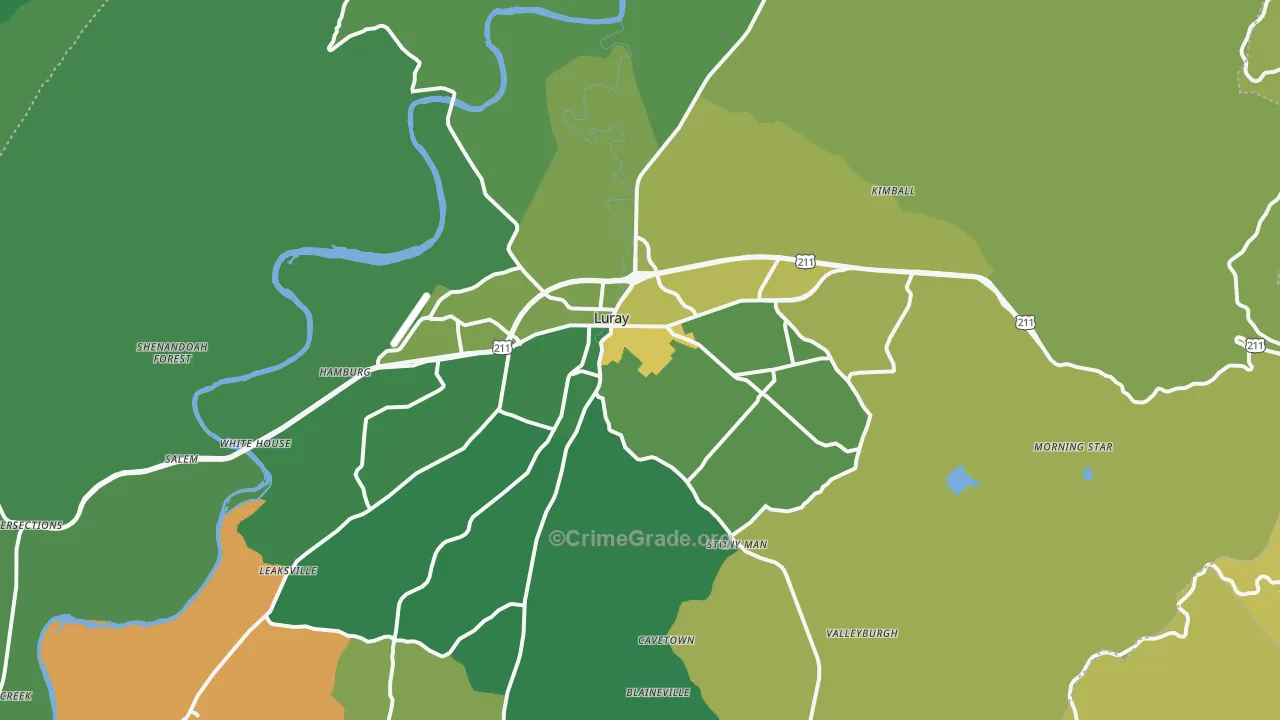 22835, VA Map of Vehicle Theft Rates