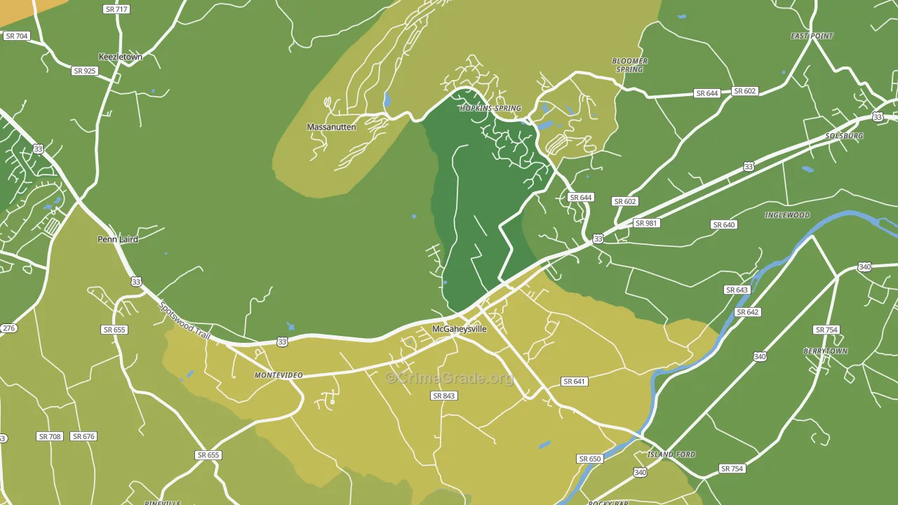 22840, VA Map of Vehicle Theft Rates