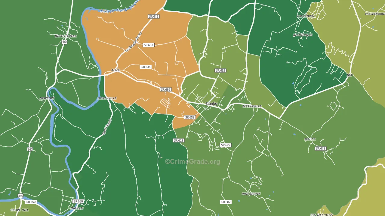 22851, VA Map of Vehicle Theft Rates