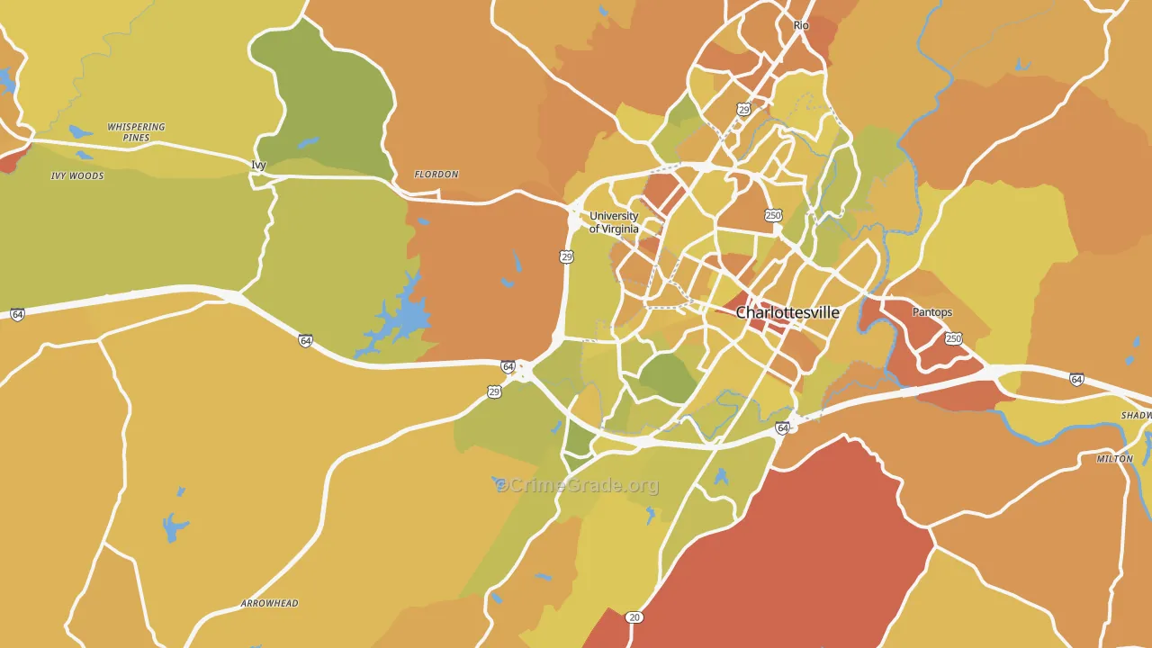 22903, VA Map of Vehicle Theft Rates