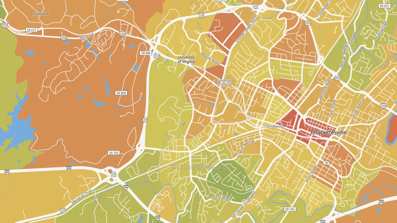22904, VA Map of Vehicle Theft Rates