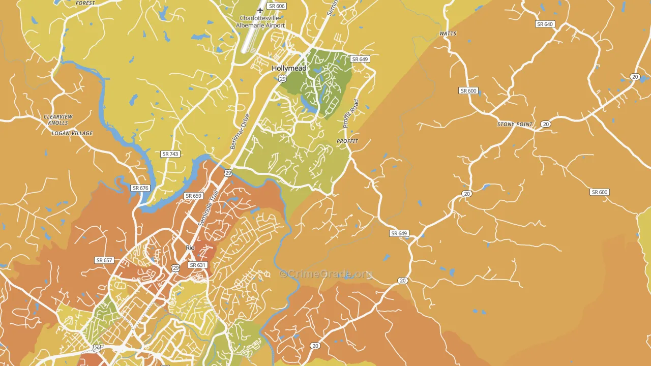 22911, VA Map of Vehicle Theft Rates
