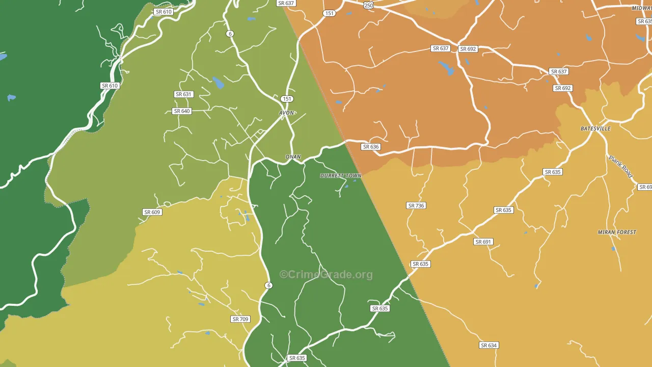 22920, VA Map of Vehicle Theft Rates