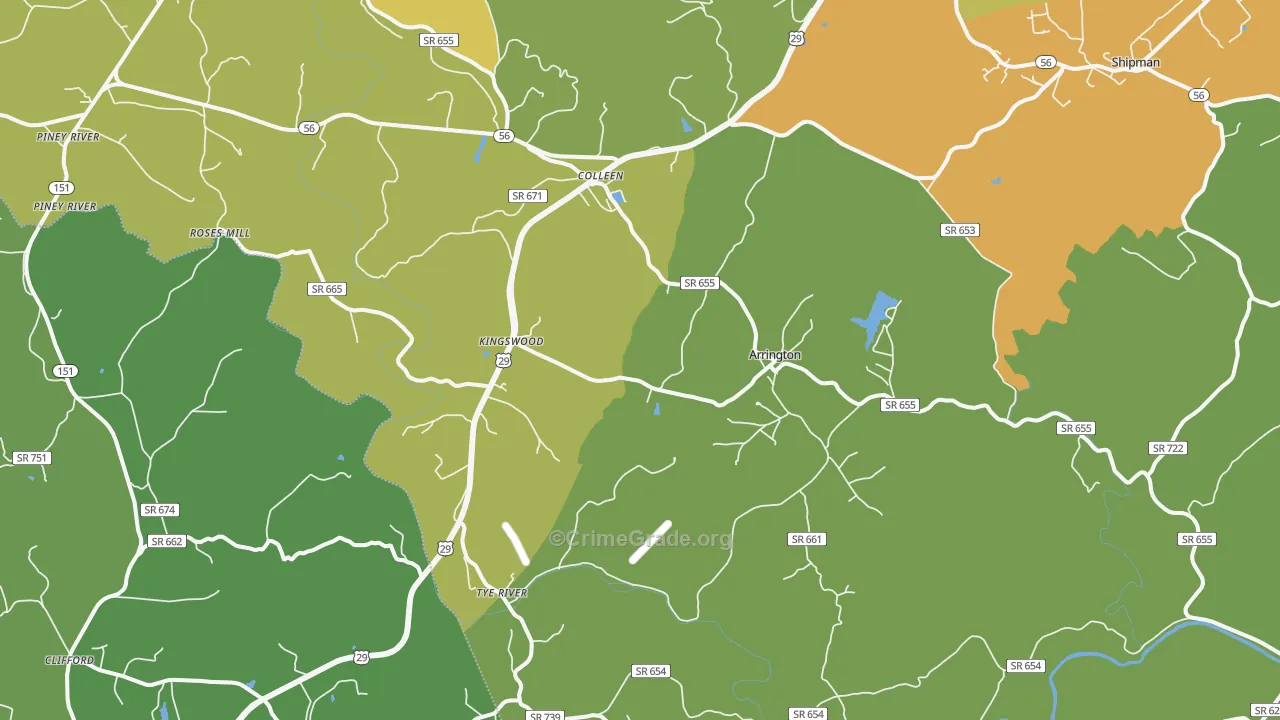 22922, VA Map of Vehicle Theft Rates
