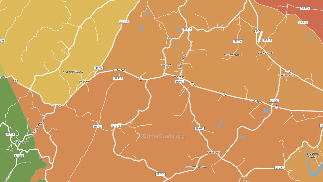 22937, VA Map of Vehicle Theft Rates