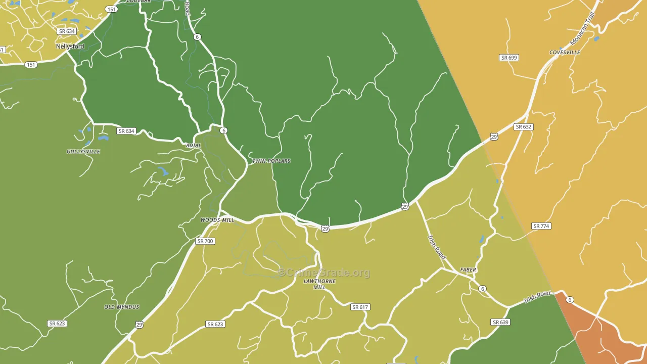22938, VA Map of Vehicle Theft Rates