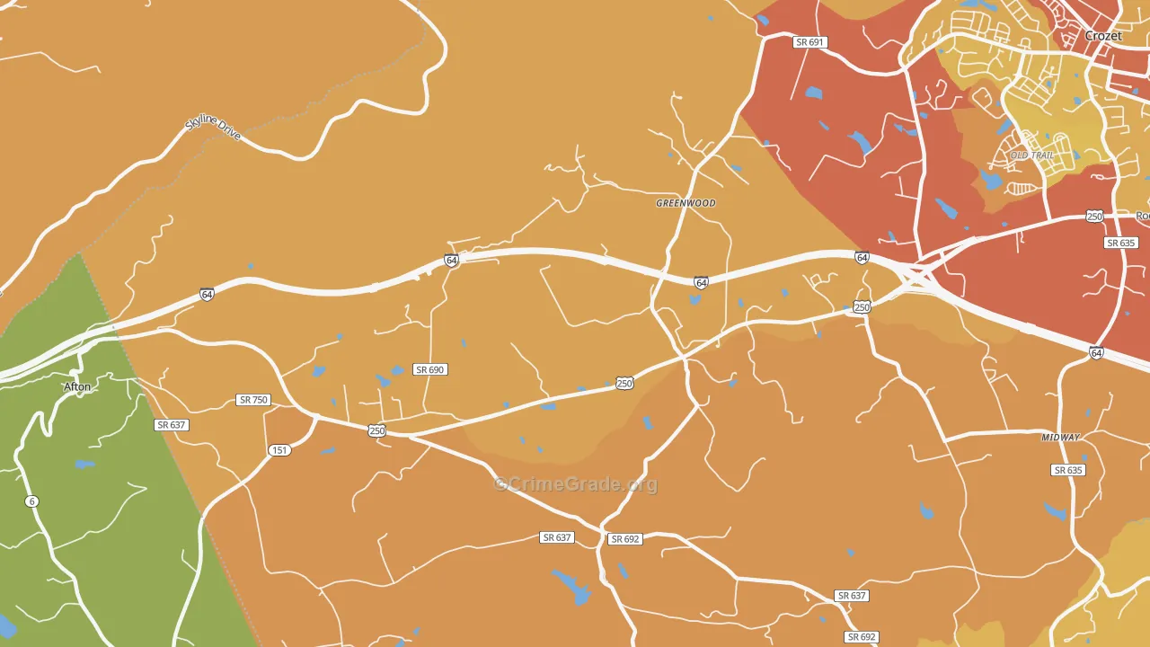 22943, VA Map of Vehicle Theft Rates