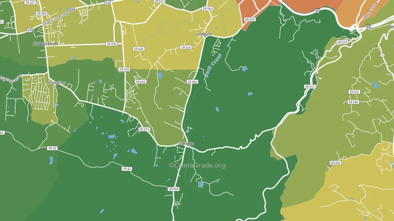 22952, VA Map of Vehicle Theft Rates