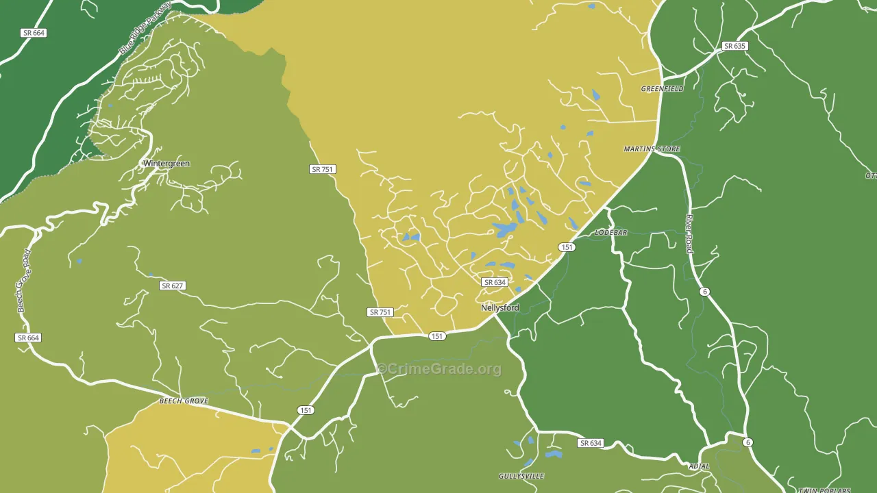 22958, VA Map of Vehicle Theft Rates