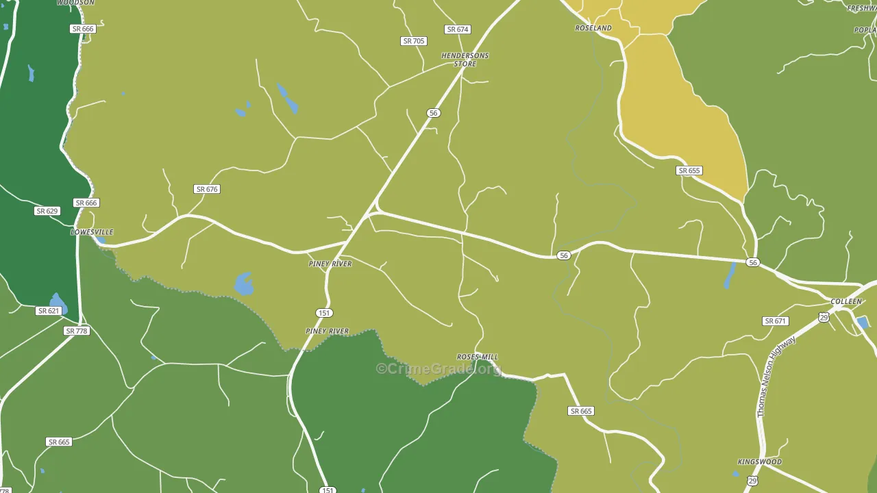 22964, VA Map of Vehicle Theft Rates