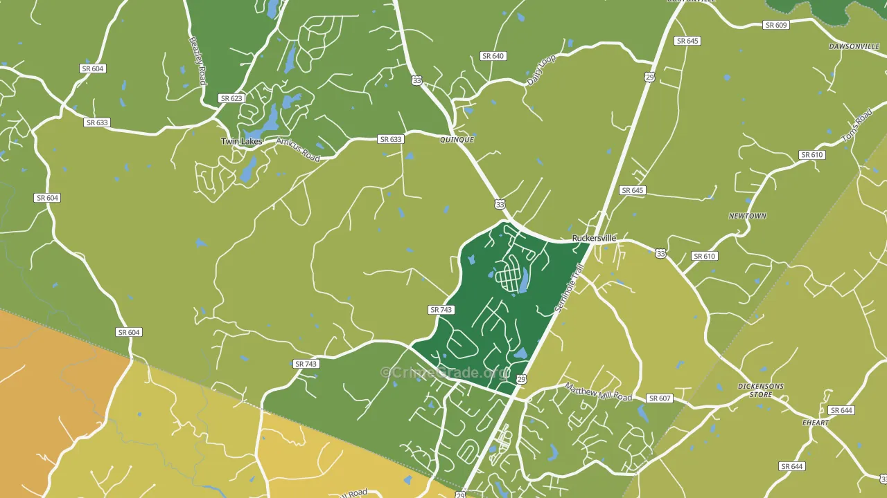 22968, VA Map of Vehicle Theft Rates