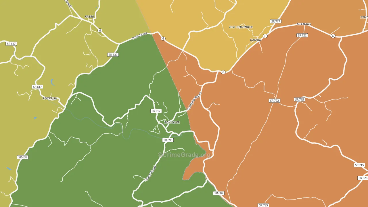 22969, VA Map of Vehicle Theft Rates