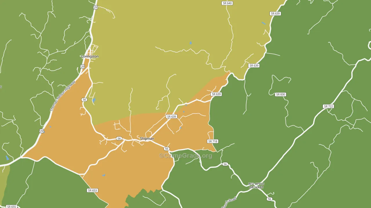 22971, VA Map of Vehicle Theft Rates