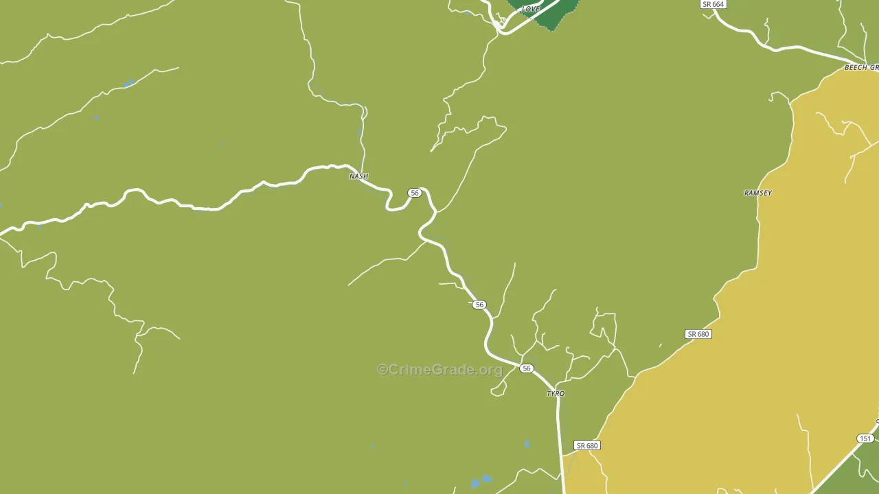 22976, VA Map of Vehicle Theft Rates