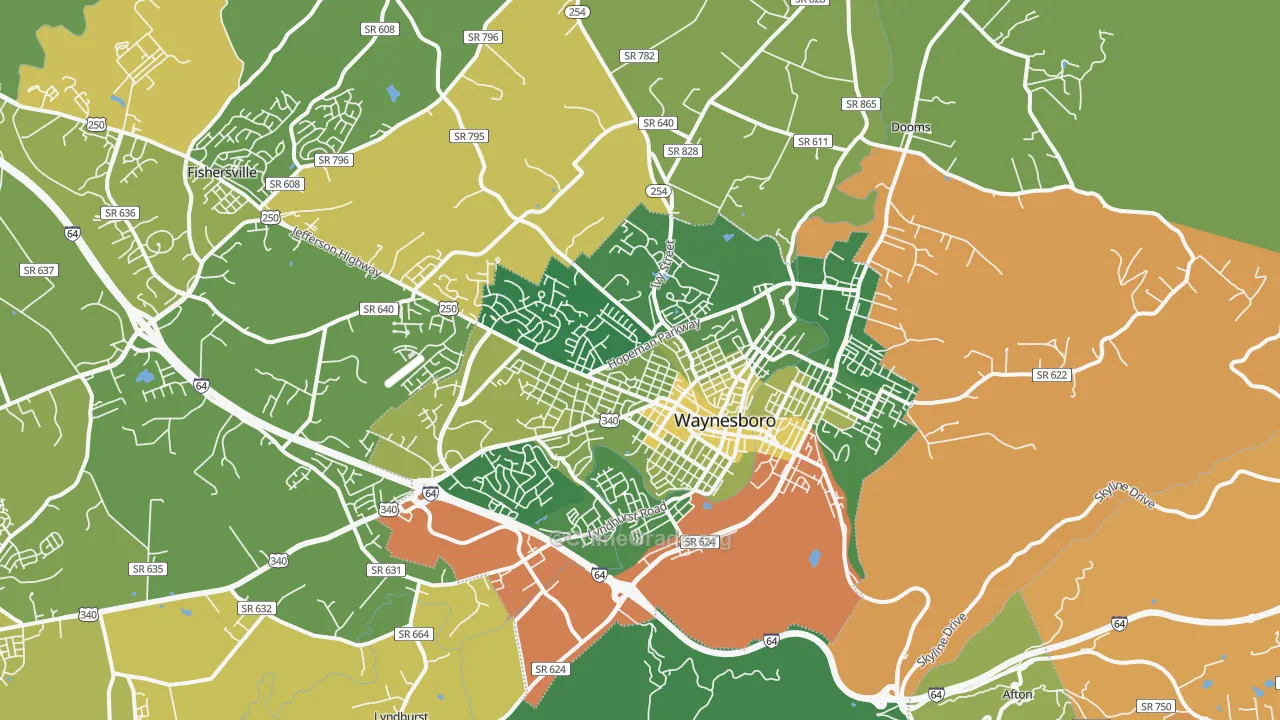 22980, VA Map of Vehicle Theft Rates