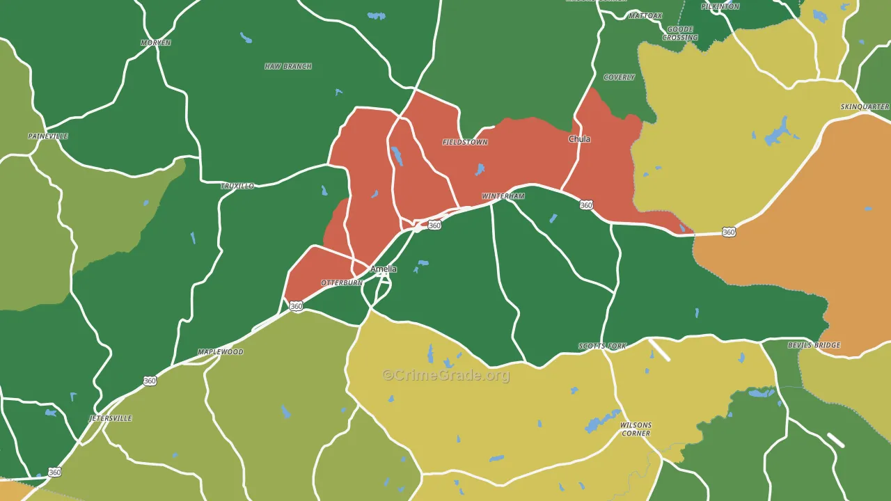 23002, VA Map of Vehicle Theft Rates